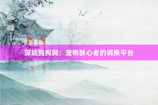 深圳狗狗网:宠物醉心者的调换平台